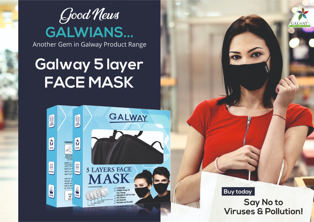Galway's 5 Layers Face Mask- Say no to viruses & Pollution