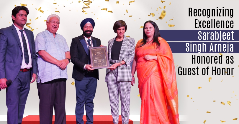 Sarbjeet Singh Arneja receives the Guest of Honor award at NMA Awards 2023